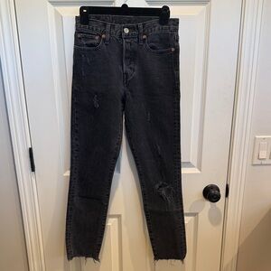 Classic Black Distressed Levi 501 Jeans